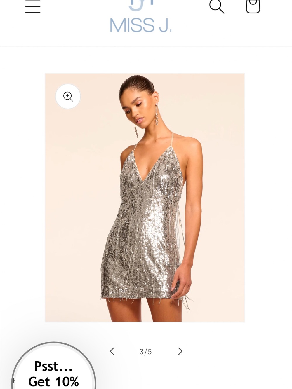 Ramy Brook Annabelle Silver Sequin Mini Slip Dress NWT sz 4/6 retail $795 - Picture 4 of 9
